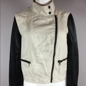 Rag & bone lamb leather sleeved cropped jacket